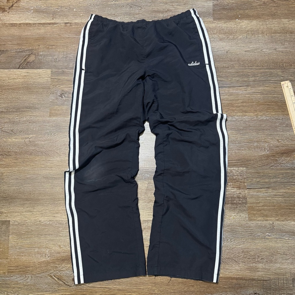 adidas Black Track Pants with White Side Stripes